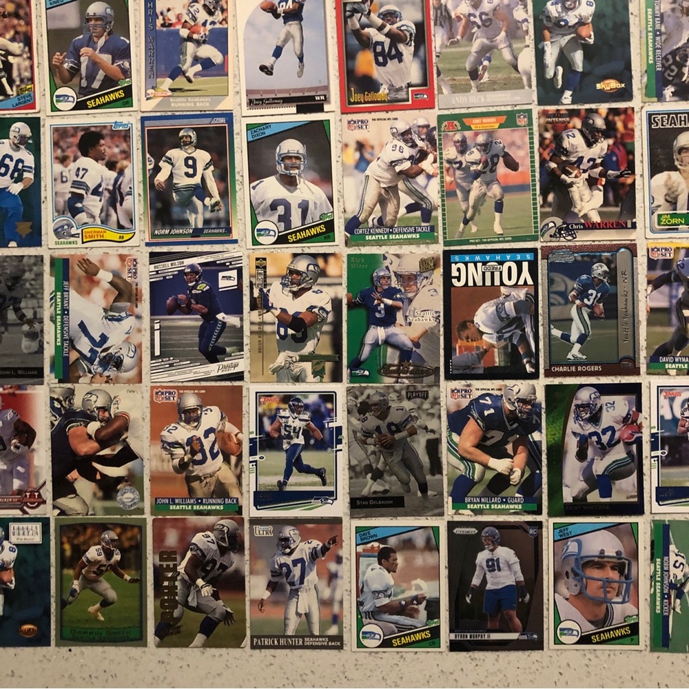 45 Seattle Seahawks Football Cards Russell Wilson Kenneth Walker Steve Largent